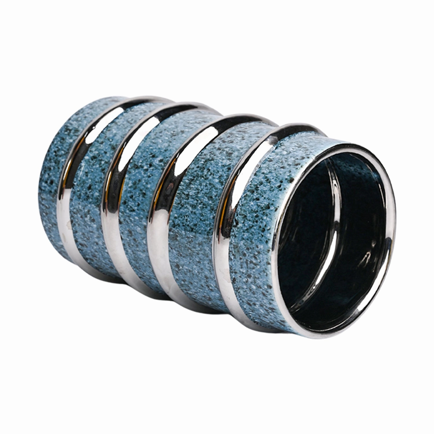 Silver Edge   Ribbed Vase