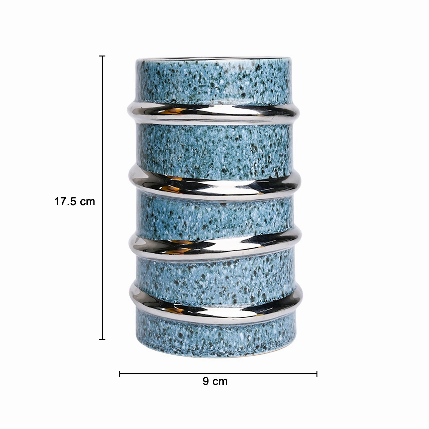 Silver Edge   Ribbed Vase