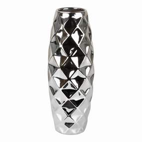 Silver Indoor Ceramic Cover Pot Mirror Silver (533) tall green plant  