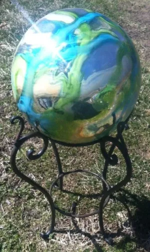 Simple Gazing Ball with Stand dried flower branch  