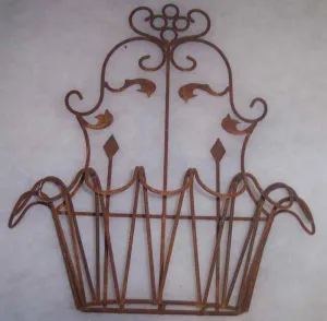 Simple Wall Basket with Cast Iron Leaves Plant Holder dried flower branch  