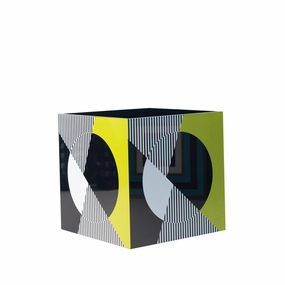 Single Flower Vase - Kinetic - Black, White & Yellow mini ornamental plant  