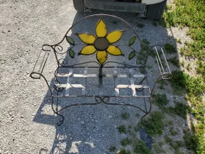 Sm Sunflower Bench dried flower branch  