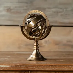 Small Armillary In Antique Brass dried flowers  