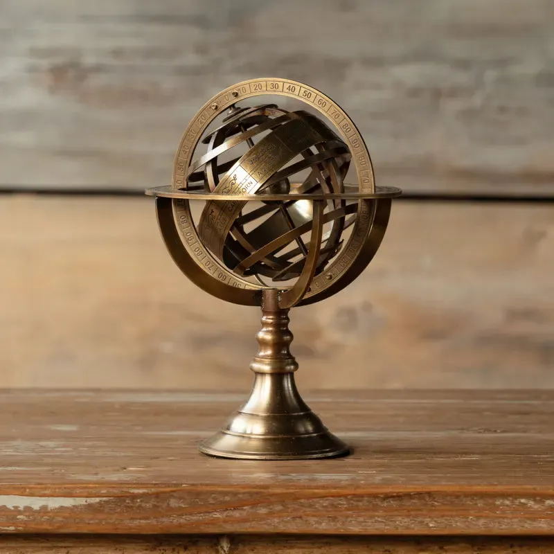 Small Armillary In Antique Brass dried flowers  