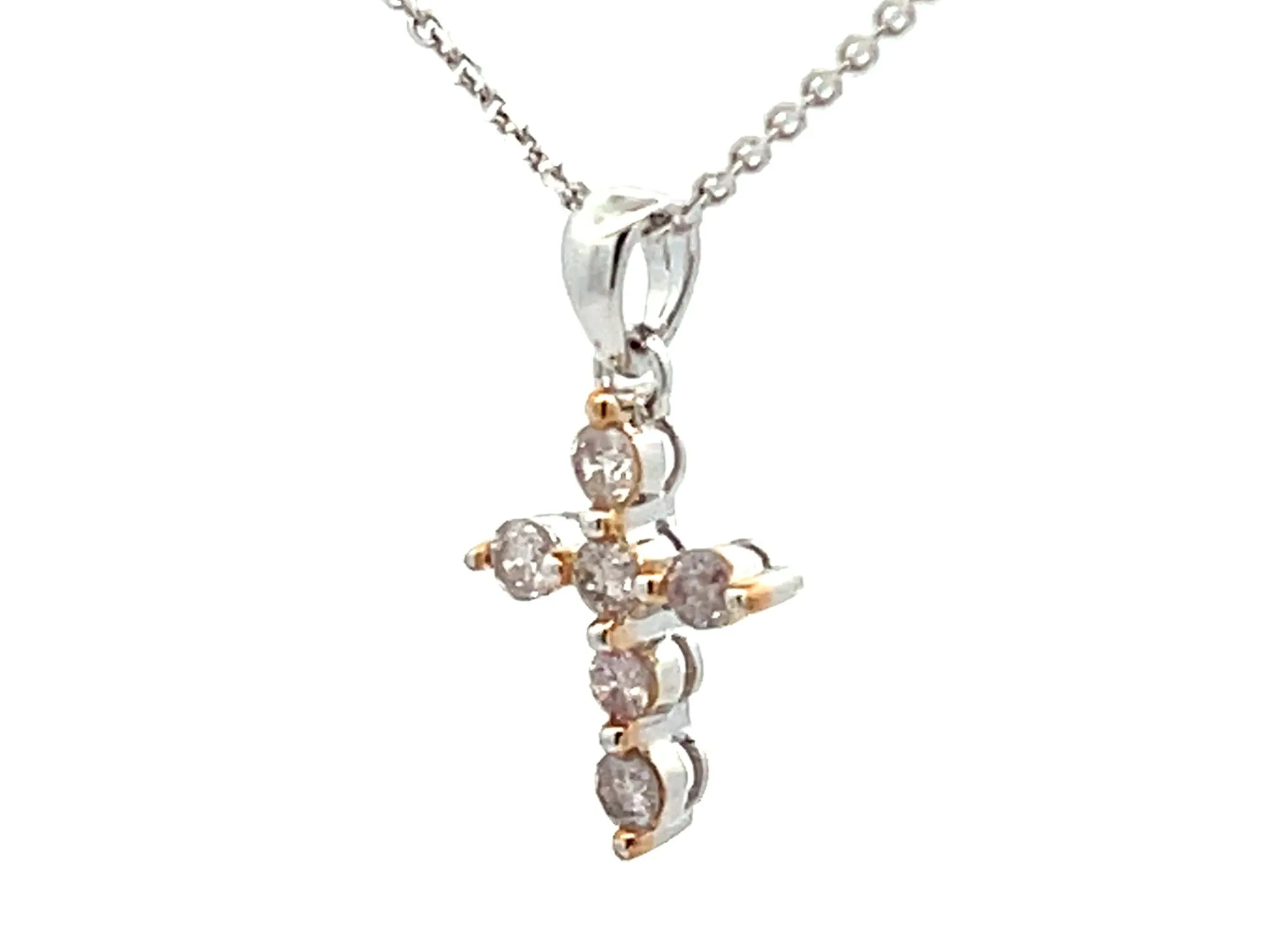 Small Diamond Cross Necklace 18k White Gold