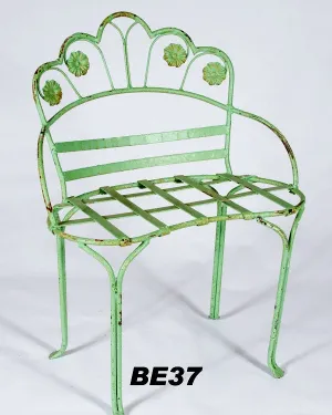 Small Kidney Bench with Cast Flowers dried flower branch  