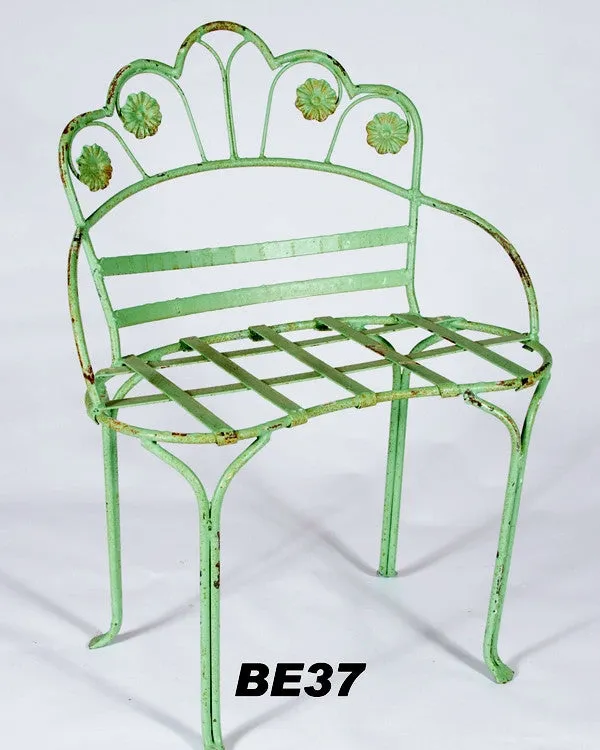 Small Kidney Bench with Cast Flowers dried flower branch  