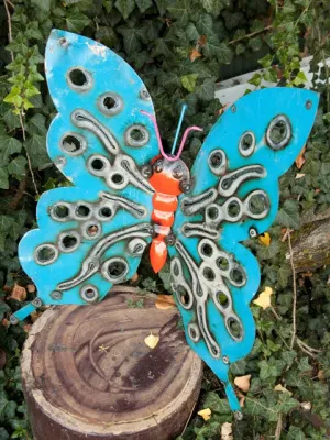 Small reused metal butterfly dried flower branch  
