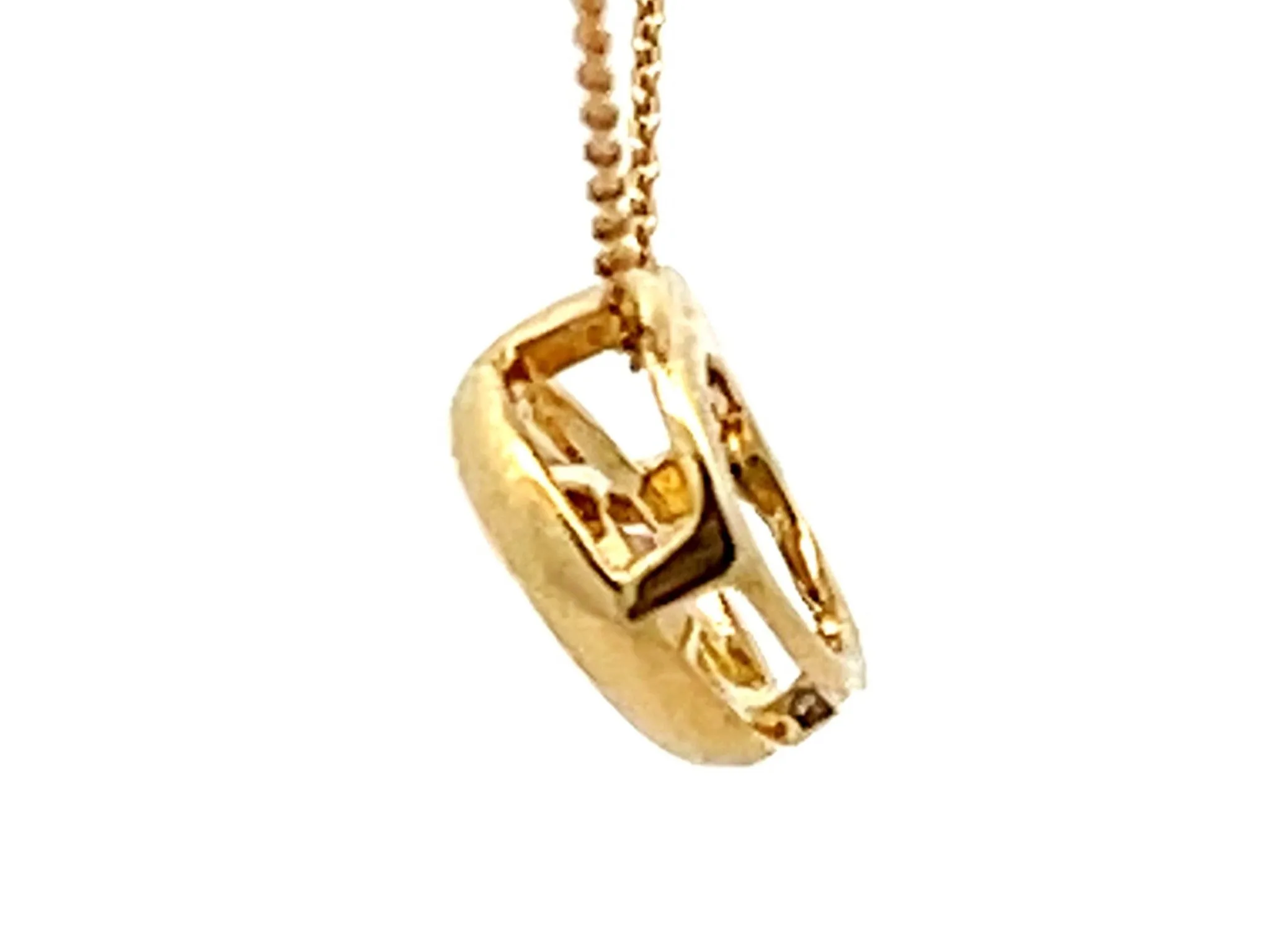 Small Round Diamond Pendant Necklace 18k Yellow Gold