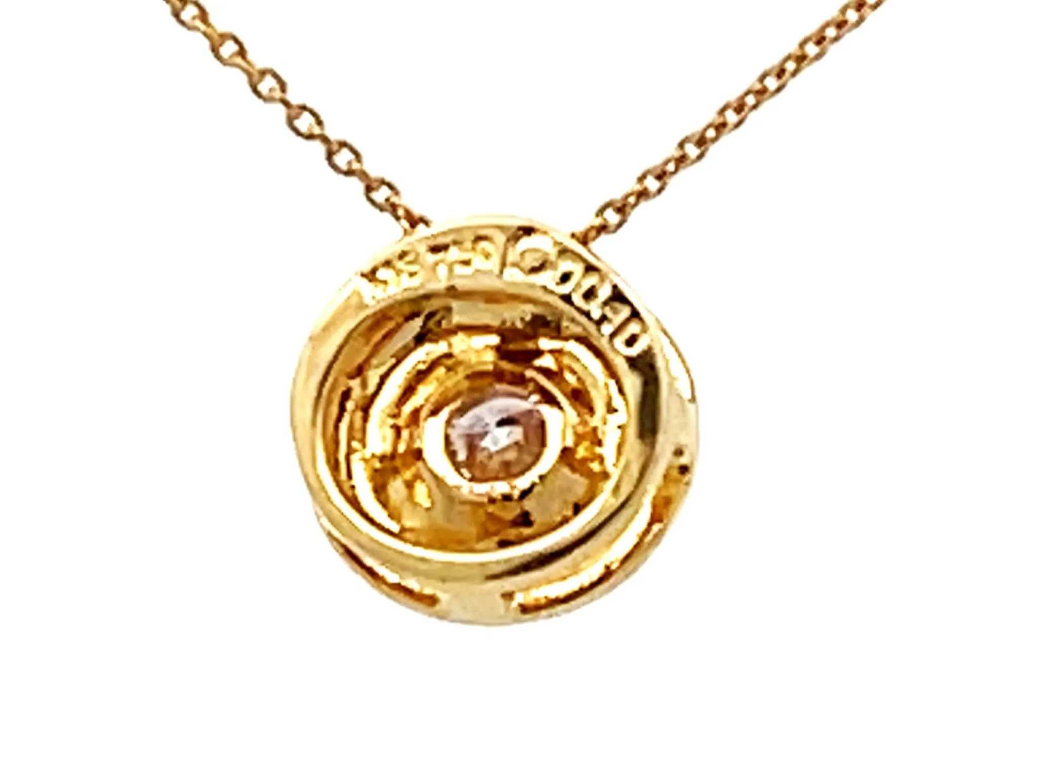 Small Round Diamond Pendant Necklace 18k Yellow Gold