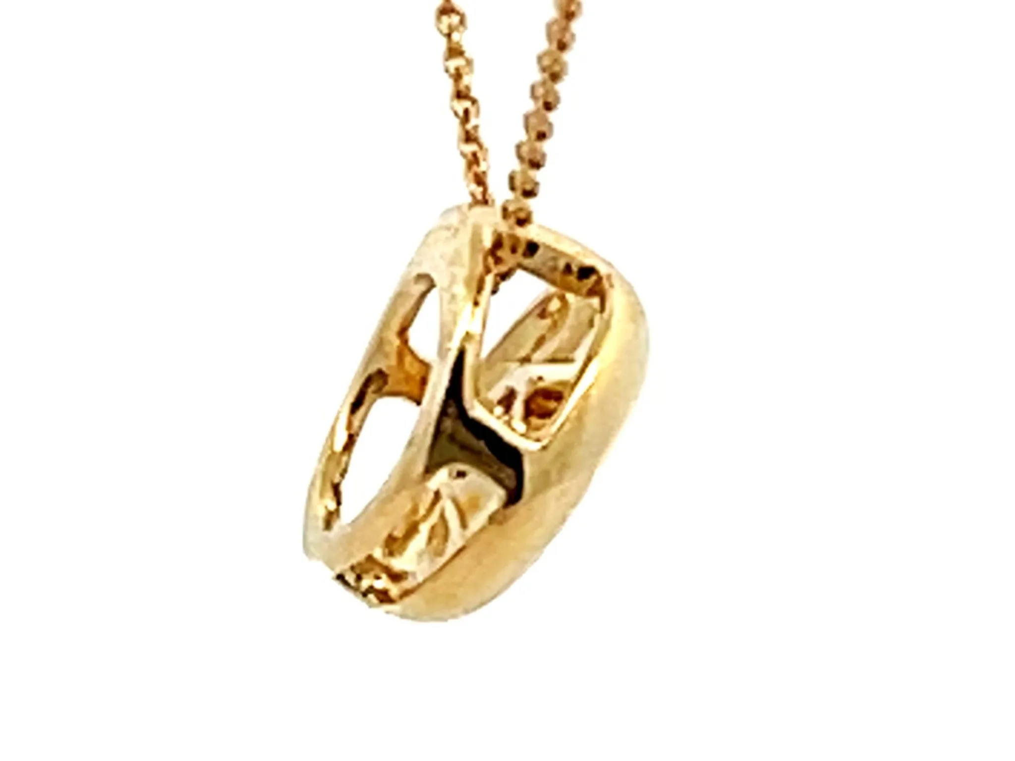 Small Round Diamond Pendant Necklace 18k Yellow Gold