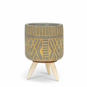 Small Angle Line Tripod Planter - Gold 4.5"H plant seeds  