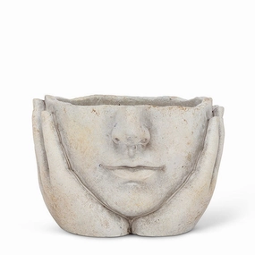 Small Face in Hands Planter - 4.5"H plant seeds  