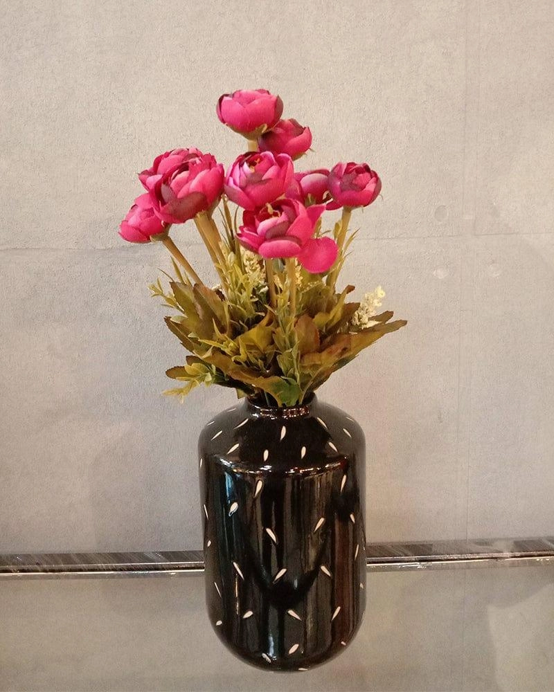 Small Flower with Black Vase For Home Decoration outdoor greenery  