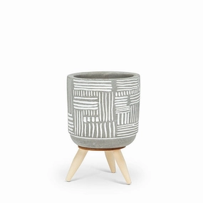Small Grid Tripod Planter - White 4.5"H plant seeds  