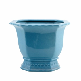 Small Sky Blue Porcelain Octagonal Footed Planter plant seeds  
