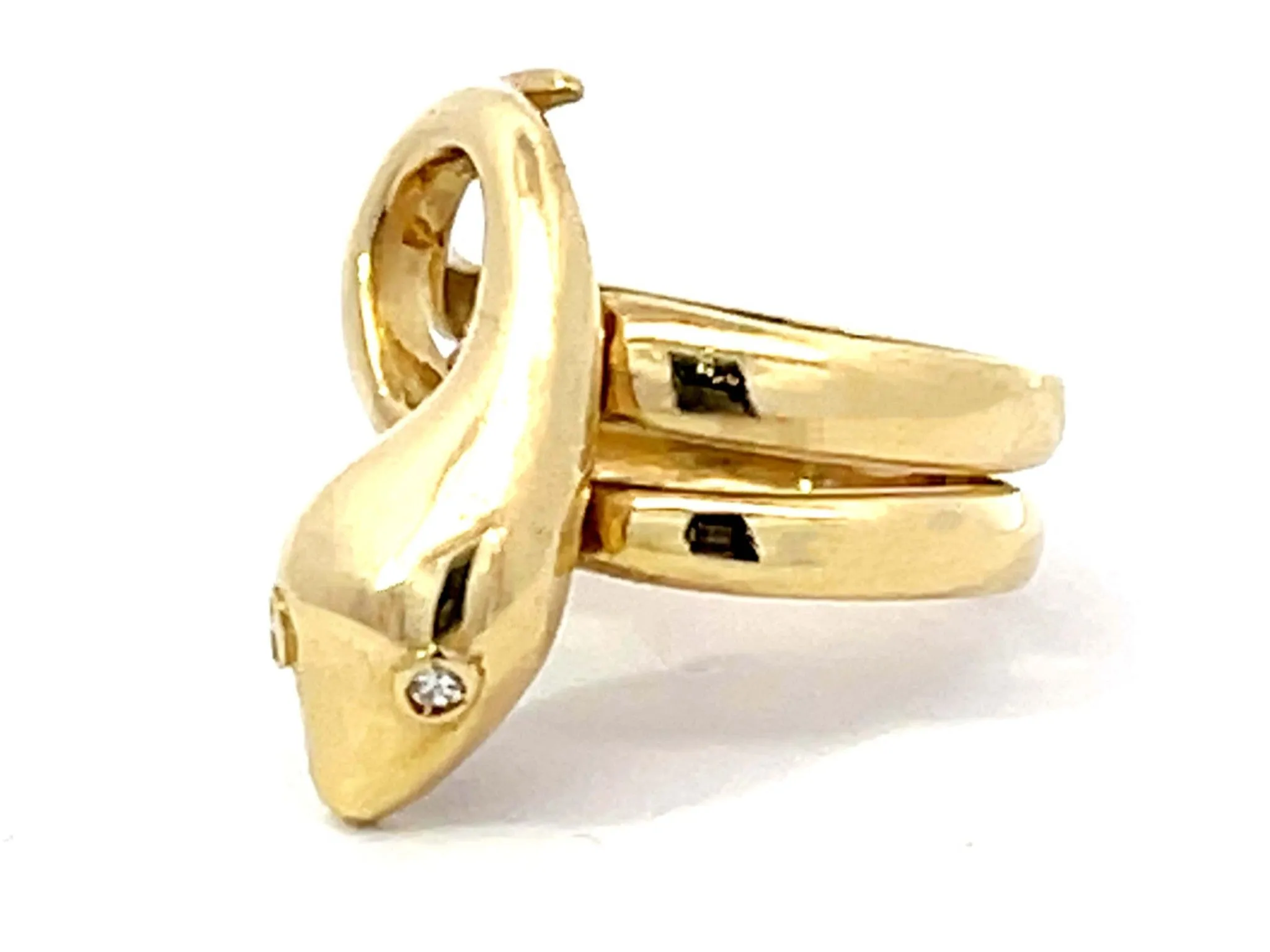 Snake Diamond Eyes Ring in 18K Yellow Gold