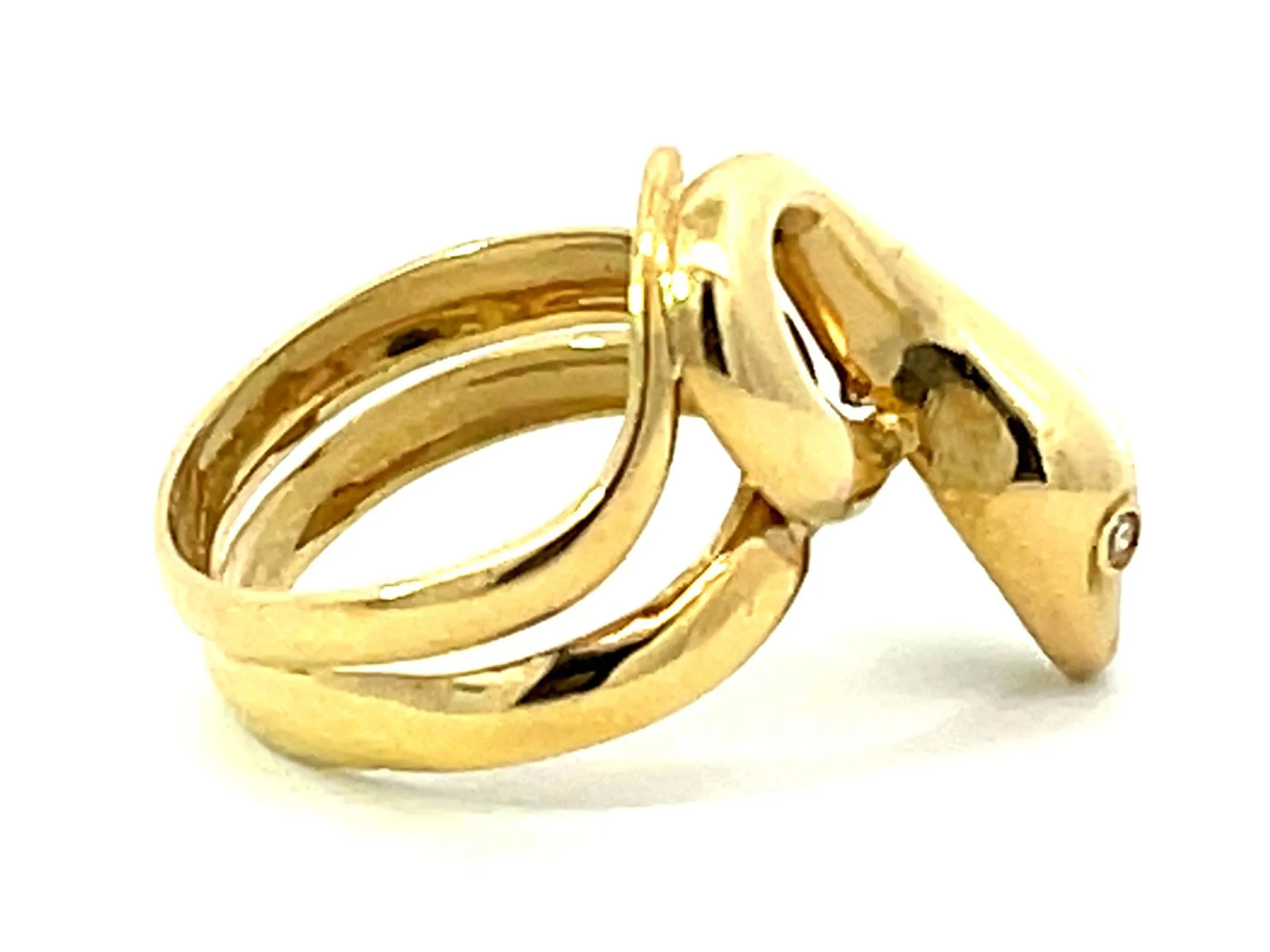 Snake Diamond Eyes Ring in 18K Yellow Gold