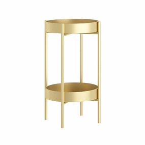 SOGA 2 Layer 50cm Gold Metal Plant Stand Flower Pot Holder Corner Shelving Rack Indoor Display FPOTH50GLD cactus succulent plant  