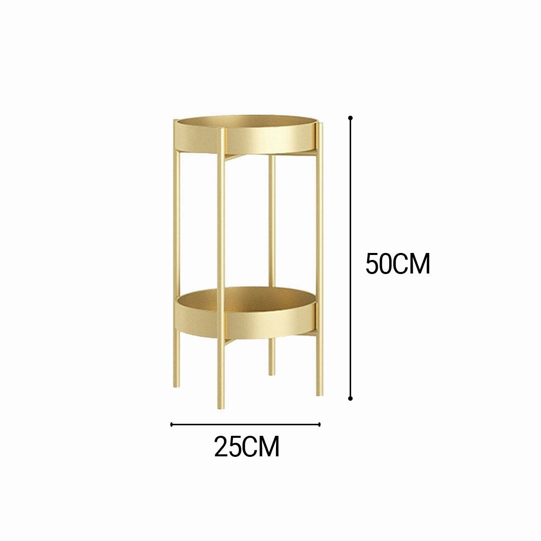 SOGA 2 Layer 50cm Gold Metal Plant Stand Flower Pot Holder Corner Shelving Rack Indoor Display FPOTH50GLD