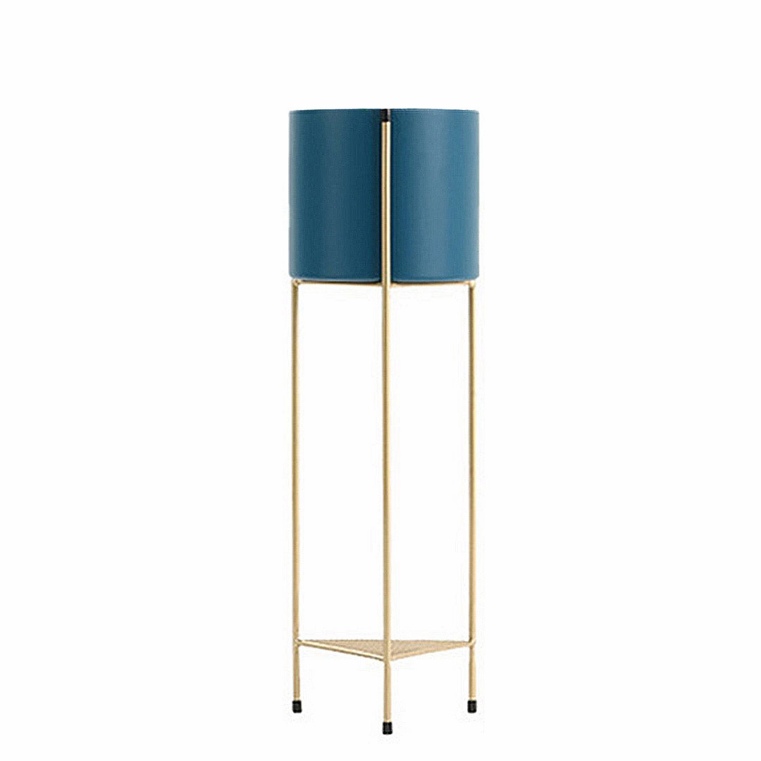 SOGA 2 Layer 65cm Gold Metal Plant Stand with Blue Flower Pot Holder Corner Shelving Rack Indoor FPOTH65BLU cactus succulent plant  