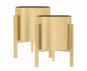 SOGA 2X 30CM Gold Metal Plant Stand with Flower Pot Holder Corner Shelving Rack Indoor Display FPOTH32GLDX2 cactus succulent plant  