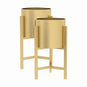 SOGA 2X 45CM Gold Metal Plant Stand with Flower Pot Holder Corner Shelving Rack Indoor Display FPOTH47GLDX2 cactus succulent plant  