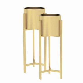 SOGA 2X 60cm Gold Metal Plant Stand with Flower Pot Holder Corner Shelving Rack Indoor Display FPOTH62GLDX2 cactus succulent plant  