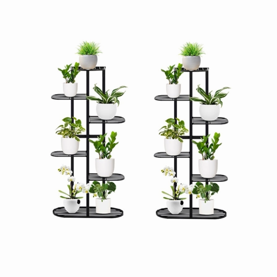 SOGA 2X 6 Tier 7 Pots Black Metal Plant Rack Flowerpot Storage Display Stand Holder Home Garden FPOTH21X2 cactus succulent plant  