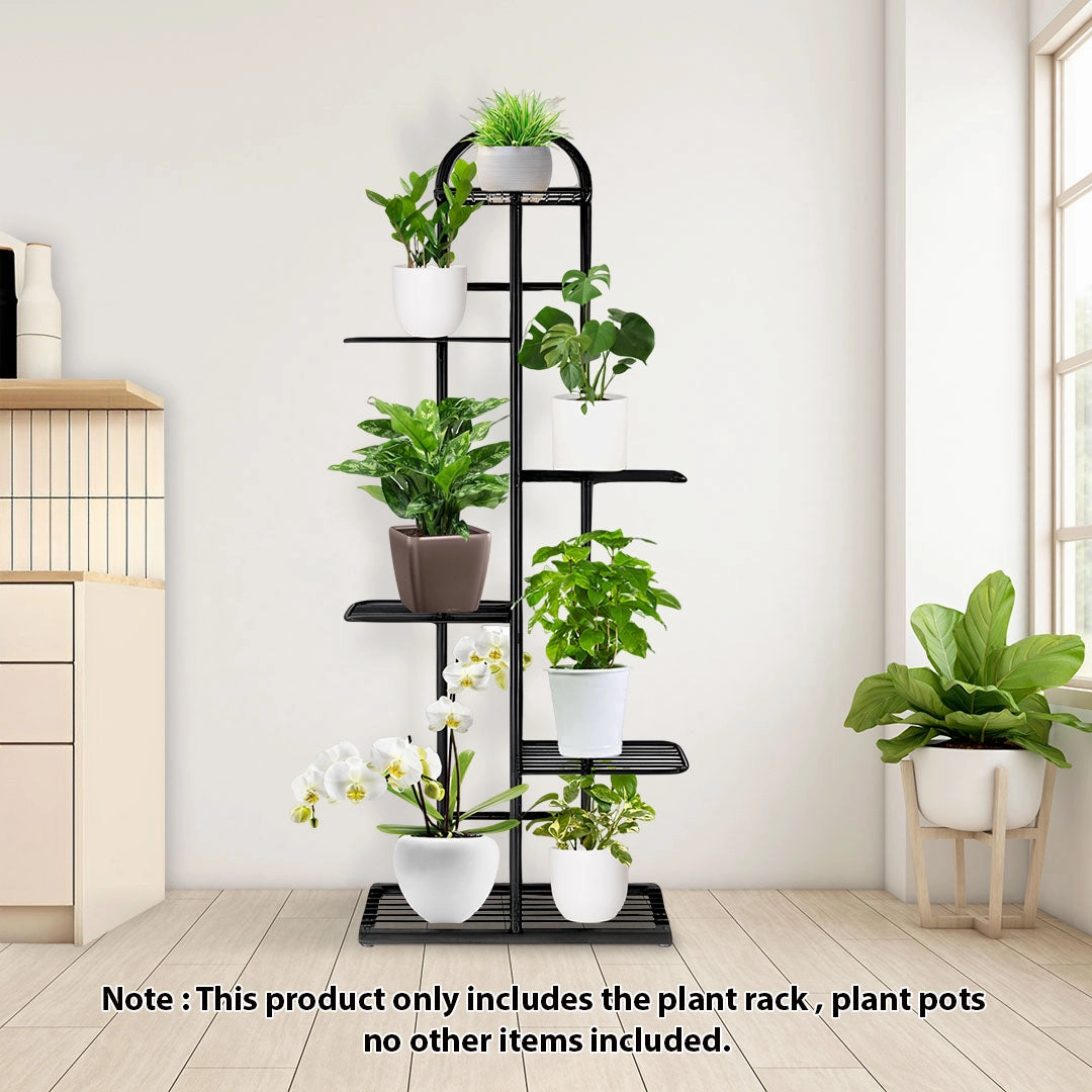 SOGA 2X 6 Tier 7 Pots Black Metal Plant Stand Flowerpot Display Shelf Rack Indoor Home Office Decor FPOTH04X2
