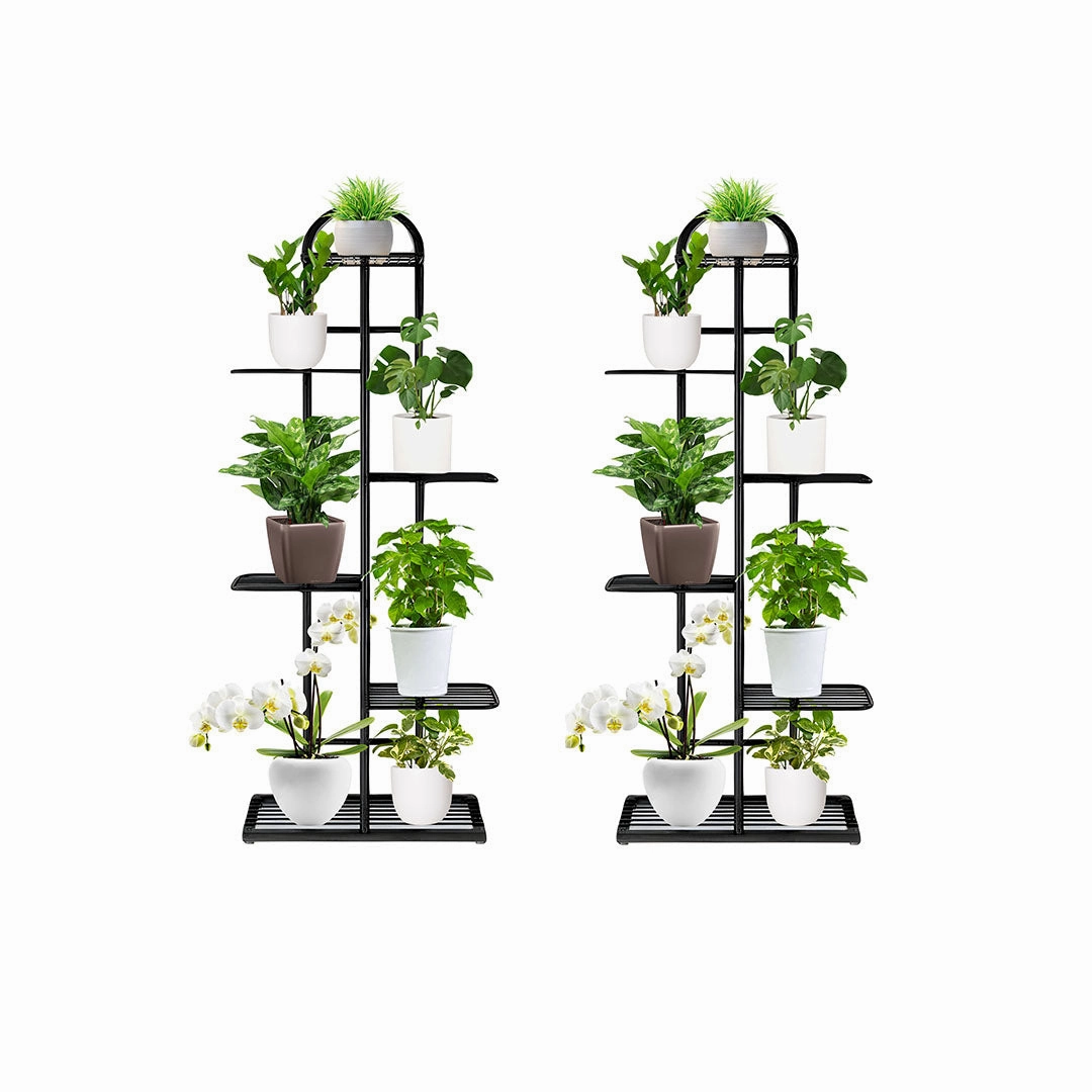 SOGA 2X 6 Tier 7 Pots Black Metal Plant Stand Flowerpot Display Shelf Rack Indoor Home Office Decor FPOTH04X2 cactus succulent plant  