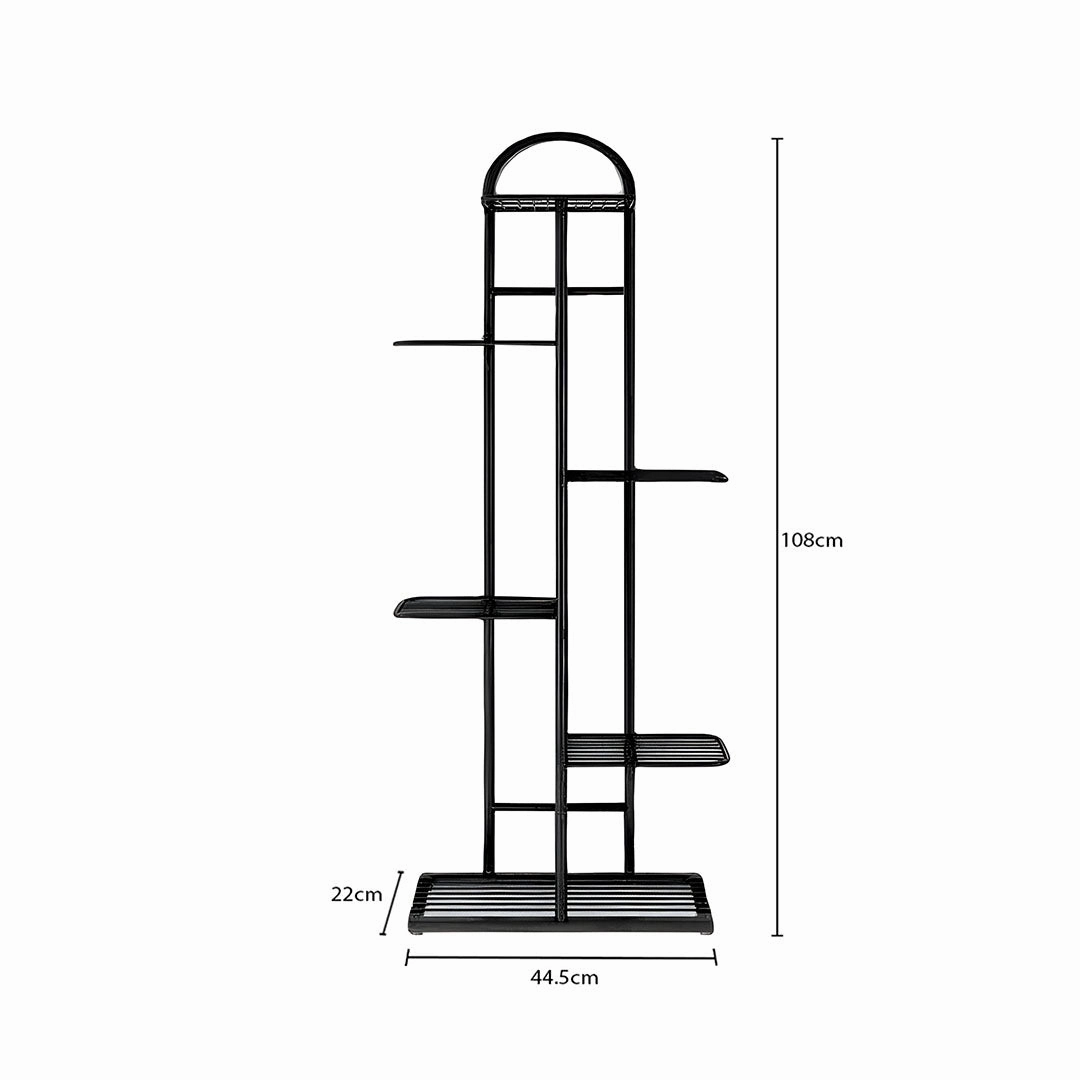 SOGA 2X 6 Tier 7 Pots Black Metal Plant Stand Flowerpot Display Shelf Rack Indoor Home Office Decor FPOTH04X2