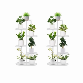 SOGA 2X 6 Tier 7 Pots White Metal Plant Rack Flowerpot Storage Display Stand Holder Home Garden FPOTH32X2 cactus succulent plant  
