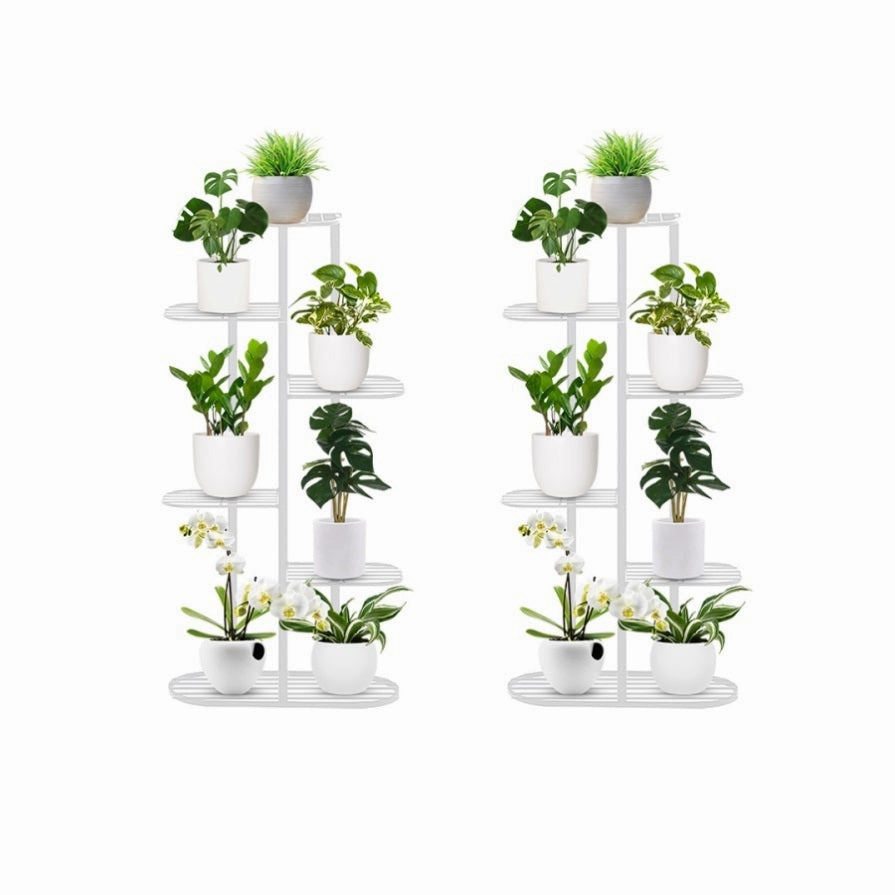 SOGA 2X 6 Tier 7 Pots White Metal Plant Rack Flowerpot Storage Display Stand Holder Home Garden FPOTH32X2 cactus succulent plant  