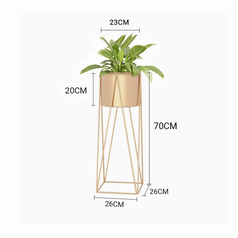 SOGA 2X 70cm Gold Metal Plant Stand with Gold Flower Pot Holder Corner Shelving Rack Indoor Display FPOTH72GLDX2