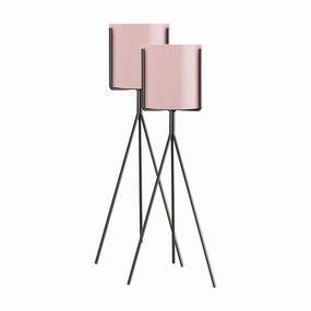 SOGA 2X 70cm Tripod Flower Pot Plant Stand with Pink Flowerpot Holder Rack Indoor Display FPOTH72PNKX2 cactus succulent plant  