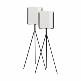 SOGA 2X 70cm Tripod Flower Pot Plant Stand with White Flowerpot Holder Rack Indoor Display FPOTH70WHTX2 cactus succulent plant  