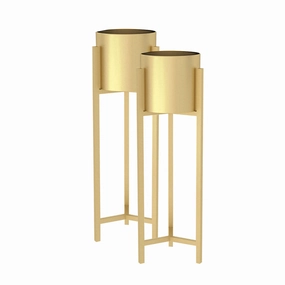 SOGA 2X 75cm Gold Metal Plant Stand with Flower Pot Holder Corner Shelving Rack Indoor Display FPOTH75GLDX2 cactus succulent plant  