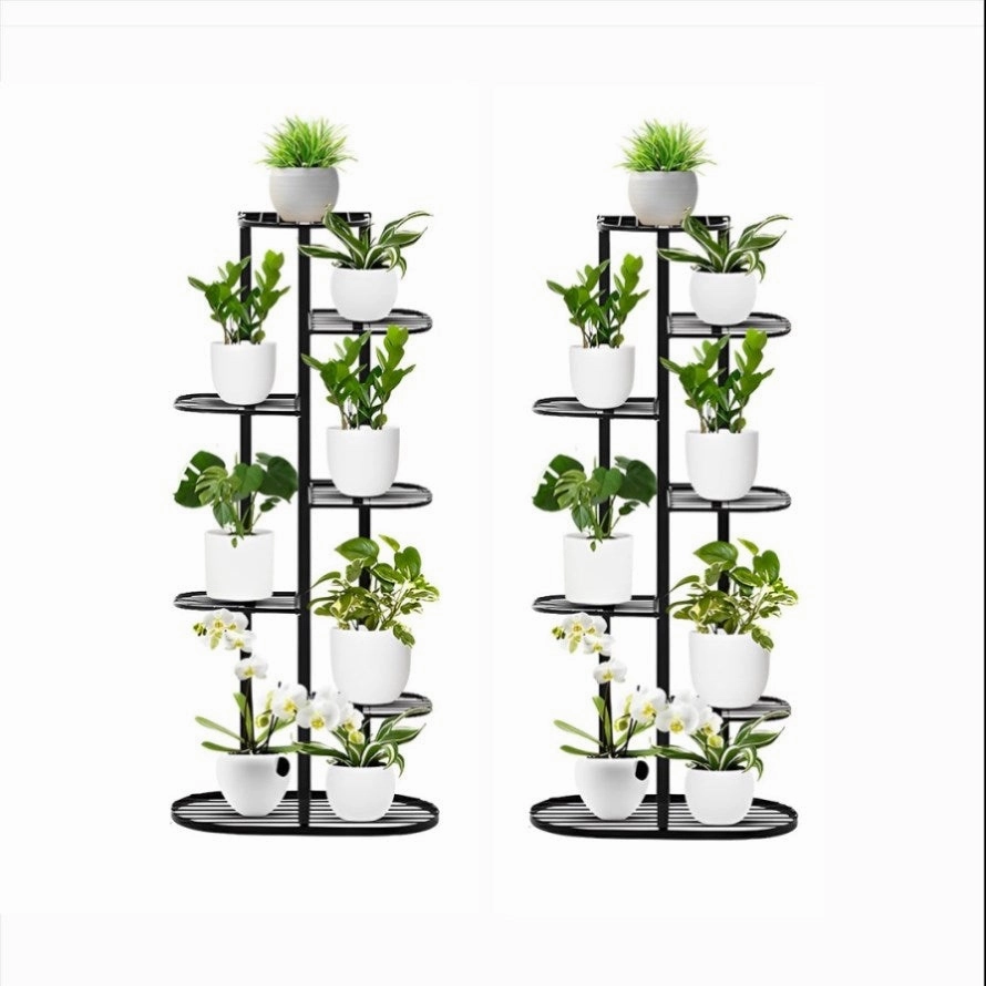 SOGA 2X 7 Tier 8 Pots Black Metal Plant Rack Flowerpot Storage Display Stand Holder Home Garden FPOTH23X2 cactus succulent plant  