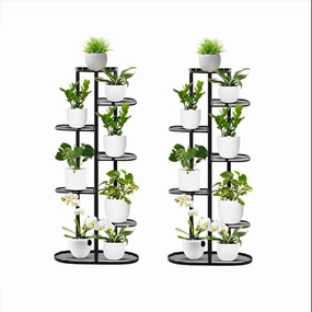 SOGA 2X 7 Tier 8 Pots Black Metal Plant Rack Flowerpot Storage Display Stand Holder Home Garden FPOTH23X2 cactus succulent plant  