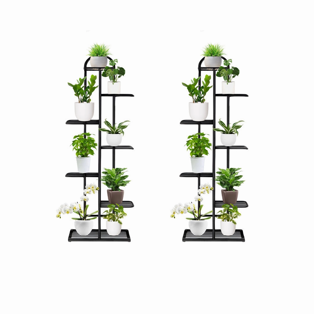 SOGA 2X 7 Tier 8 Pots Black Metal Plant Stand Flowerpot Display Shelf Rack Indoor Home Office Decor FPOTH05X2 cactus succulent plant  