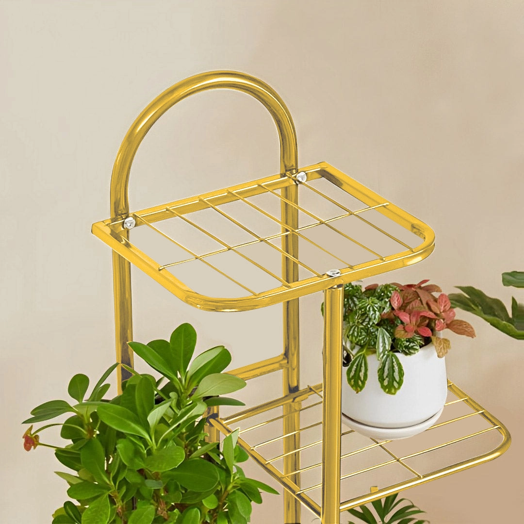 SOGA 2X 7 Tier 8 Pots Gold Metal Plant Stand Flowerpot Display Shelf Rack Indoor Home Office Decor FPOTH15X2