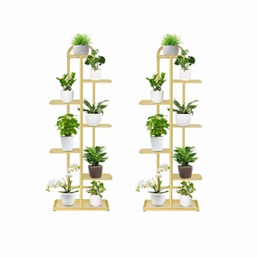 SOGA 2X 7 Tier 8 Pots Gold Metal Plant Stand Flowerpot Display Shelf Rack Indoor Home Office Decor FPOTH15X2 cactus succulent plant  