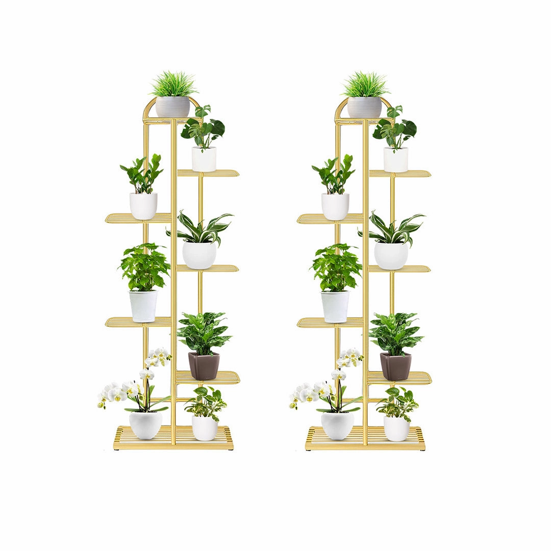 SOGA 2X 7 Tier 8 Pots Gold Metal Plant Stand Flowerpot Display Shelf Rack Indoor Home Office Decor FPOTH15X2 cactus succulent plant  