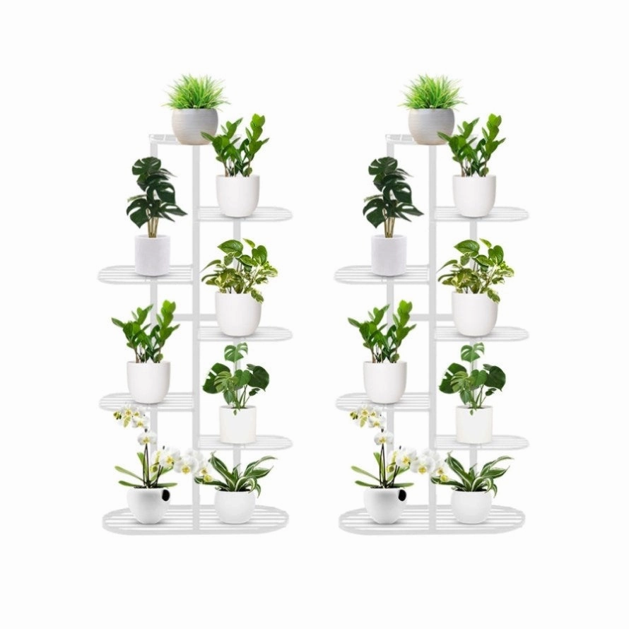 SOGA 2X 7 Tier 8 Pots White Metal Plant Rack Flowerpot Storage Display Stand Holder Home Garden FPOTH34X2 cactus succulent plant  