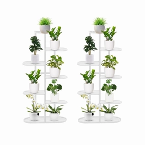 SOGA 2X 7 Tier 8 Pots White Metal Plant Rack Flowerpot Storage Display Stand Holder Home Garden FPOTH34X2 cactus succulent plant  