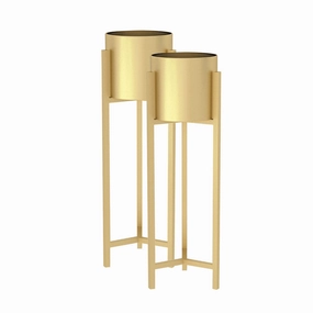 SOGA 2X 90cm Gold Metal Plant Stand with Flower Pot Holder Corner Shelving Rack Indoor Display FPOTH77GLDX2 cactus succulent plant  