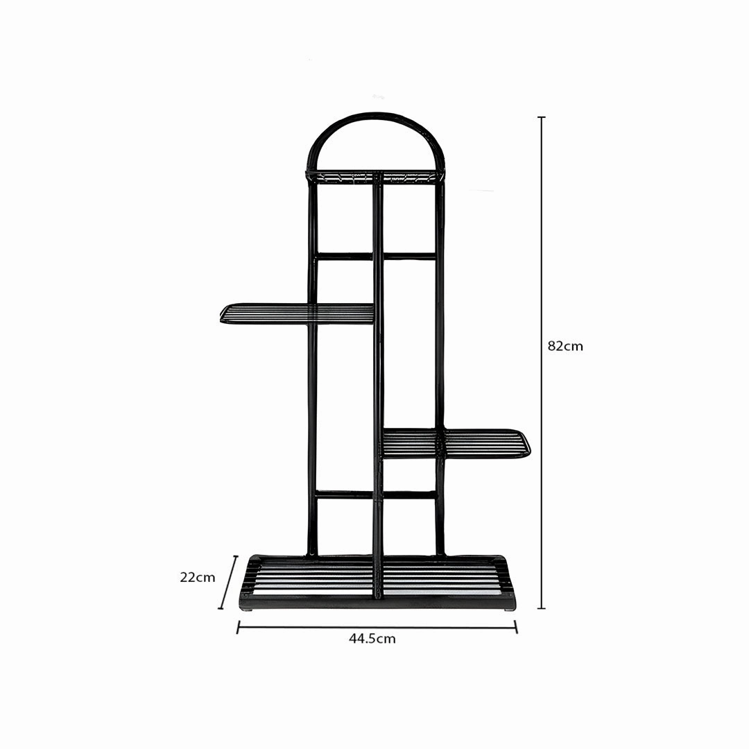 SOGA 4 Tier 5 Pots Black Metal Plant Stand Flowerpot Display Shelf Rack Indoor Home Office Decor FPOTH02