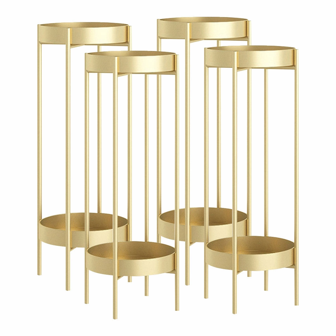 SOGA 4X 2 Layer 80cm Gold Metal Plant Stand Flower Pot Holder Corner Shelving Rack Indoor Display FPOTH80GLDX4 cactus succulent plant  